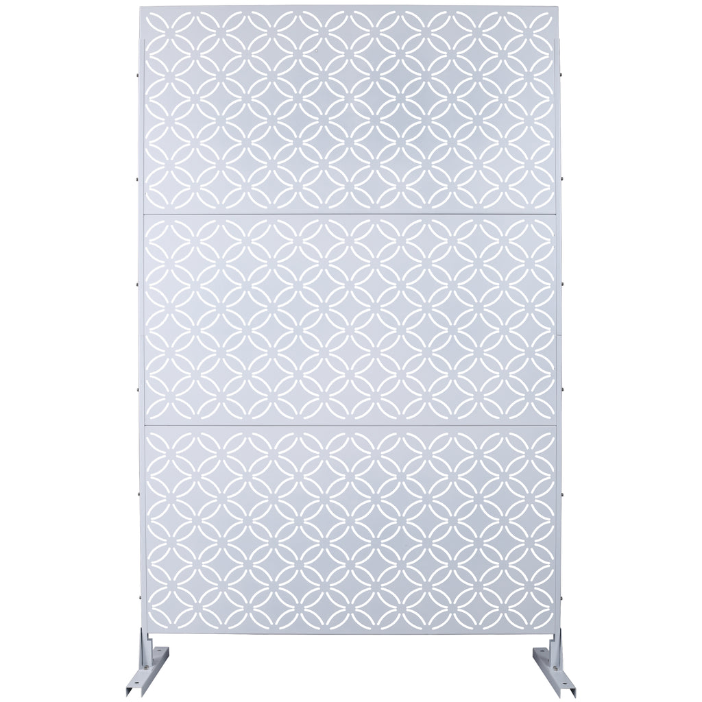 Outdoor & Indoor Privacy Screen Metal Privacy Screen 76' H×48' W, Freestanding Decorative Privacy Screen for Deck Balcony Patio, Privacy Fence Panels for Outside Lawn Garden PS107 WHITE