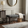 Linon Tufted Bench, Fabric, Gray