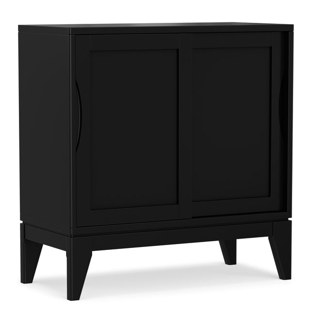 Harper Low Storage Cabinet in Black with Mid-Century Scandinavian Design, Made from Sustainable Rubberwood, 30' W x 14' D x 31' H