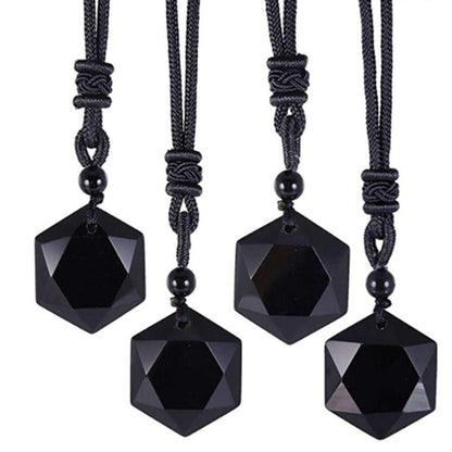 Natural Crystal Six-pointed Star Pendant Couple Necklace