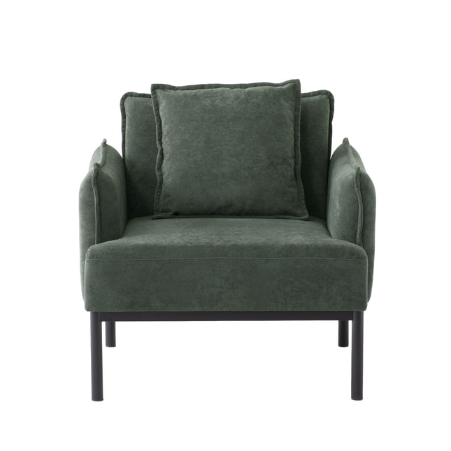 Dark Green Accent Chair with Pillow, Modern Minimalist Versatile Lounge Chair for Living Room Bedroom