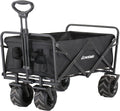 Heavy Duty 350 Lbs Capacity Collapsible Wagon, Outdoor Folding Camping Wagons, Grocery Portable Utility Cart, Adjustable Rolling Carts, All Terrain Sports Wagon with Big Wheels by Boahaus