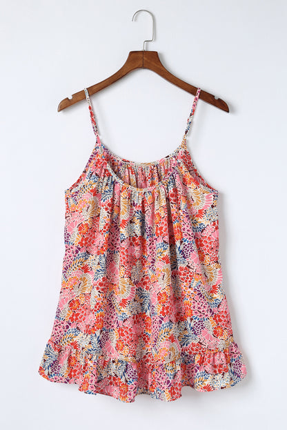 Multicolor Floral Print Spaghetti Straps Sleeveless Top - Eloy Royal