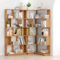 90 cm space saving corner bookshelf + 80 cm bookcase extendable free combination, set of 2 display shelf, dark OAK color and other 4 colors for option, freely combined and matched furniture