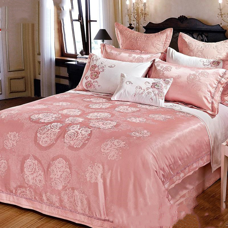 Ice Silk Jacquard European Luxury High-end Linen And Cotton Bedding Set