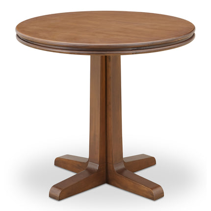 Cafe Table, Round Solid Pine Edge with Pine Veneer Top, Rustic Brown, Seats 3