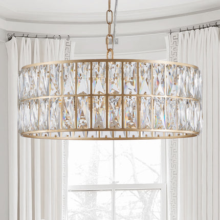 18 in Golden Modern Crystal Drum Chandelier with and Bedroom