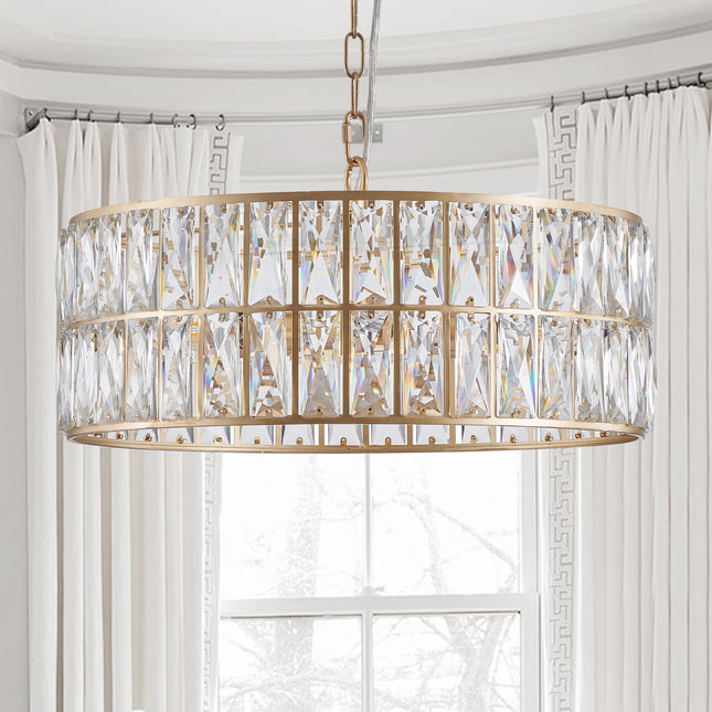 18 in Golden Modern Crystal Drum Chandelier with and Bedroom