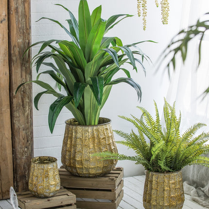 Set of 3 Metal Planter Distressed, L:12x12x14' M:9x9x11.5' S:6.3x6.3x8.7'