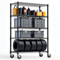 5-Shelf Storage Shelves,Wire Shelving Heavy Duty Metal Storage Shelving Unit Adjustable Garage Shelving Rack Pantry Kitchen (Black, 5 Tier,17.7' D x 47.2' W x 75.6' H)
