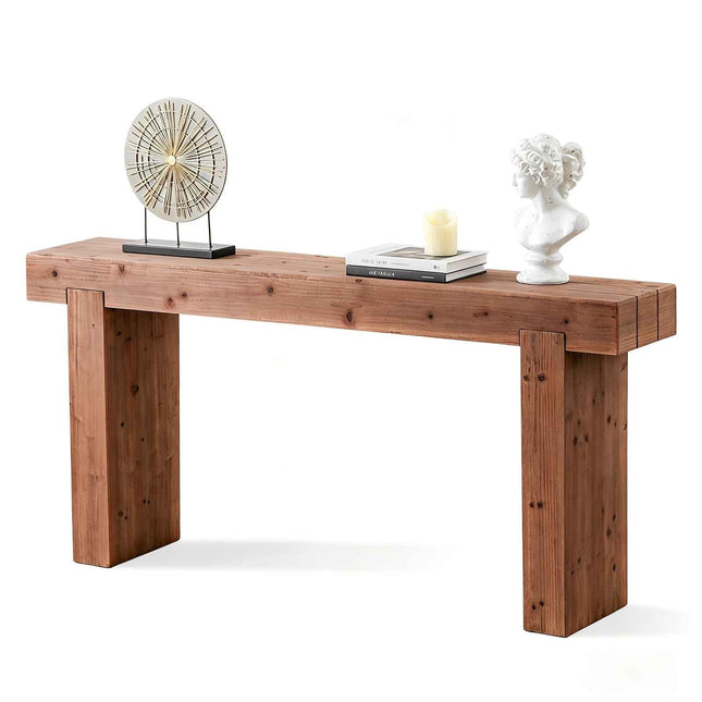 Console table with natural texture and knots of the wood