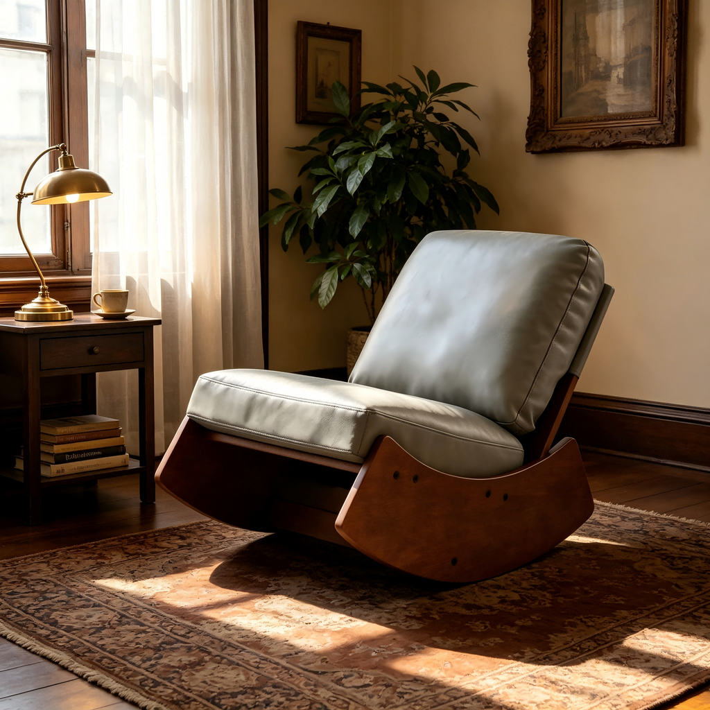 Comfortable Glider Rocking Chair, High-Quality Upholstery Glider Chair, Solid Wood Frame, Perfect for Multiple Settings Accent Reading Chair for Bedroom,Living Room