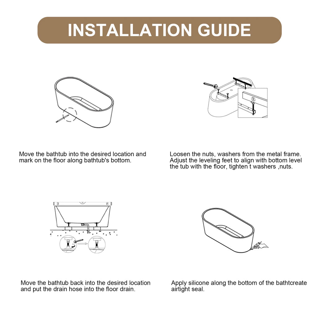 59'Rectangle Linear Acrylic Freestanding Bathtub Stand Alone Soaker Tub, Glossy White Acrylic, POP-UP Chrome Drain, cUPC Certified, - Eloy Royal