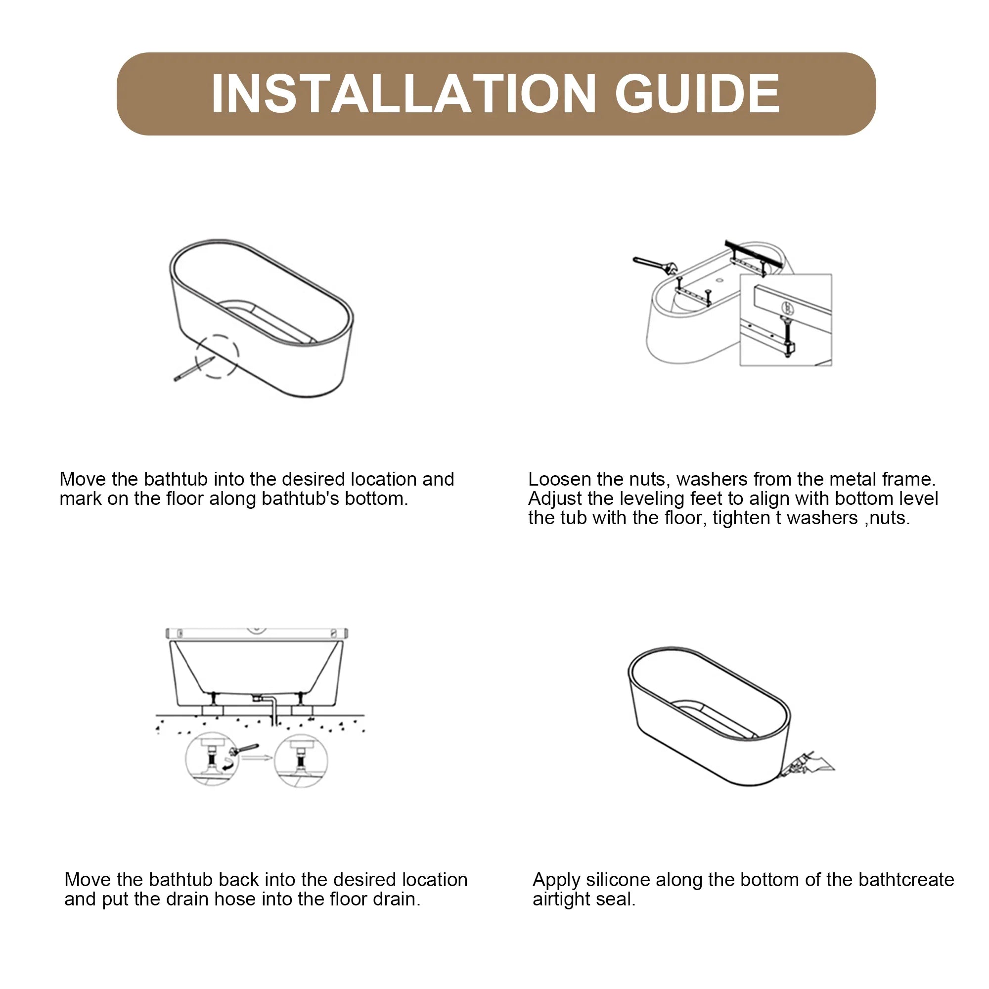 59'Rectangle Linear Acrylic Freestanding Bathtub Stand Alone Soaker Tub, Glossy White Acrylic, POP-UP Chrome Drain, cUPC Certified, - Eloy Royal