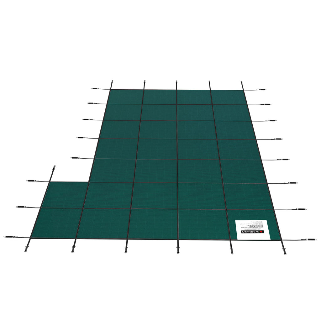 Inground Pool Safety Cover, 20 ft x 38 ft Rectangular Winter Pool Cover with Right Step, Triple Stitched, High Strength Mesh PP Material, Good Rain Permeability, Installation Hardware Included