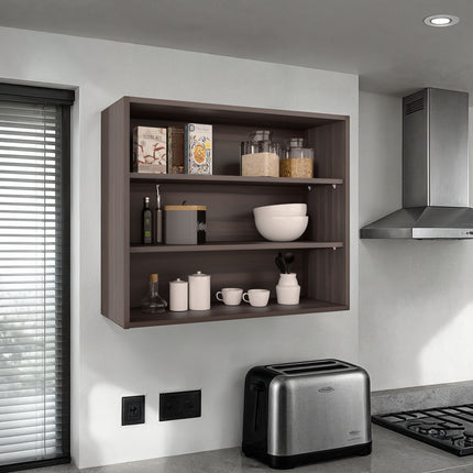 Wally 36' Wide x 30' High 3-Tier Open Wall Cabinet, Modern Wall Shelf and Storage Organizer for Bedroom, Office, Living Room or Garage, Deep Cube Shelf System for Decor Display