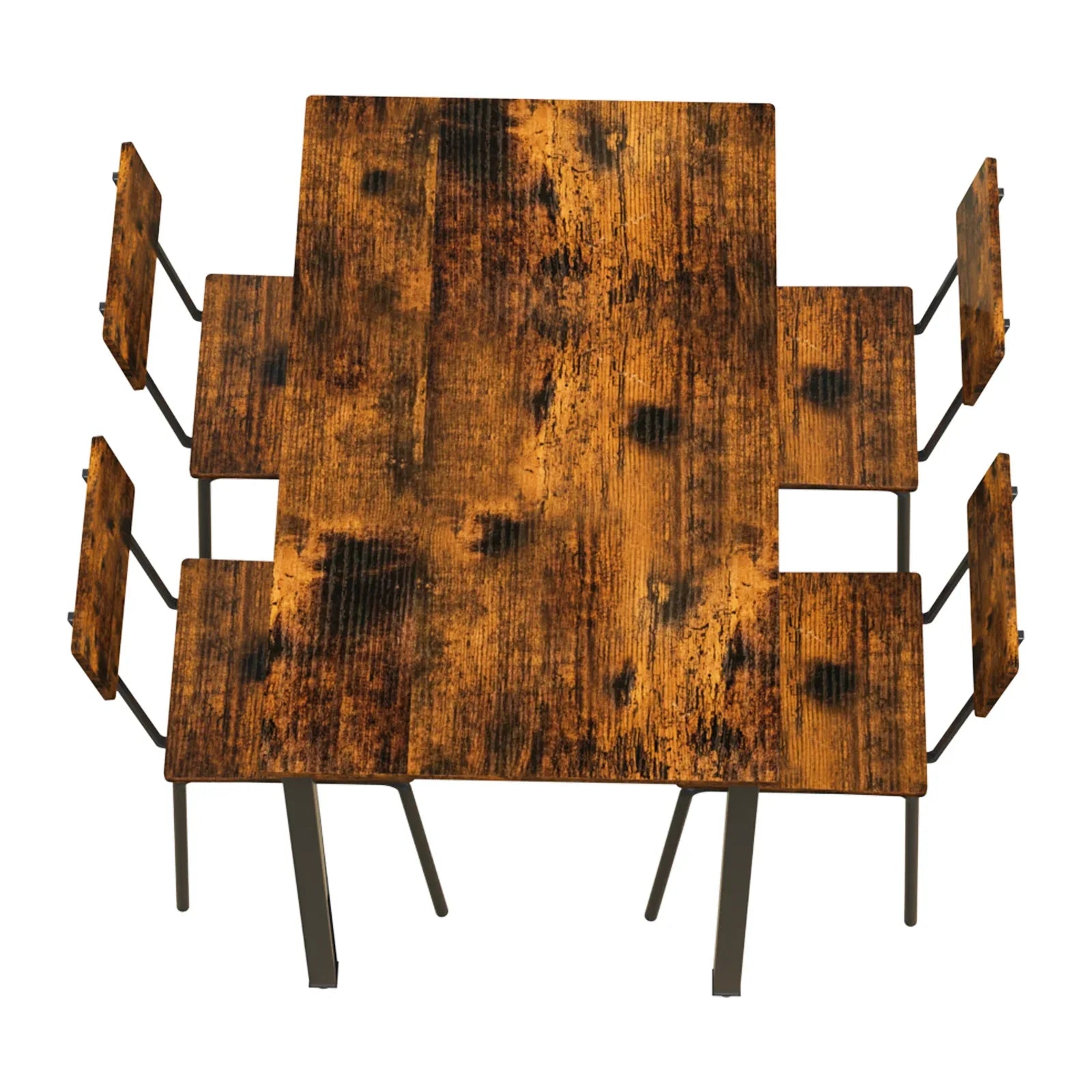 5 Piece Metal and Wood Indoor Modern Dinning Table Furniture Set for 4, Dining Table Chairs - Eloy Royal