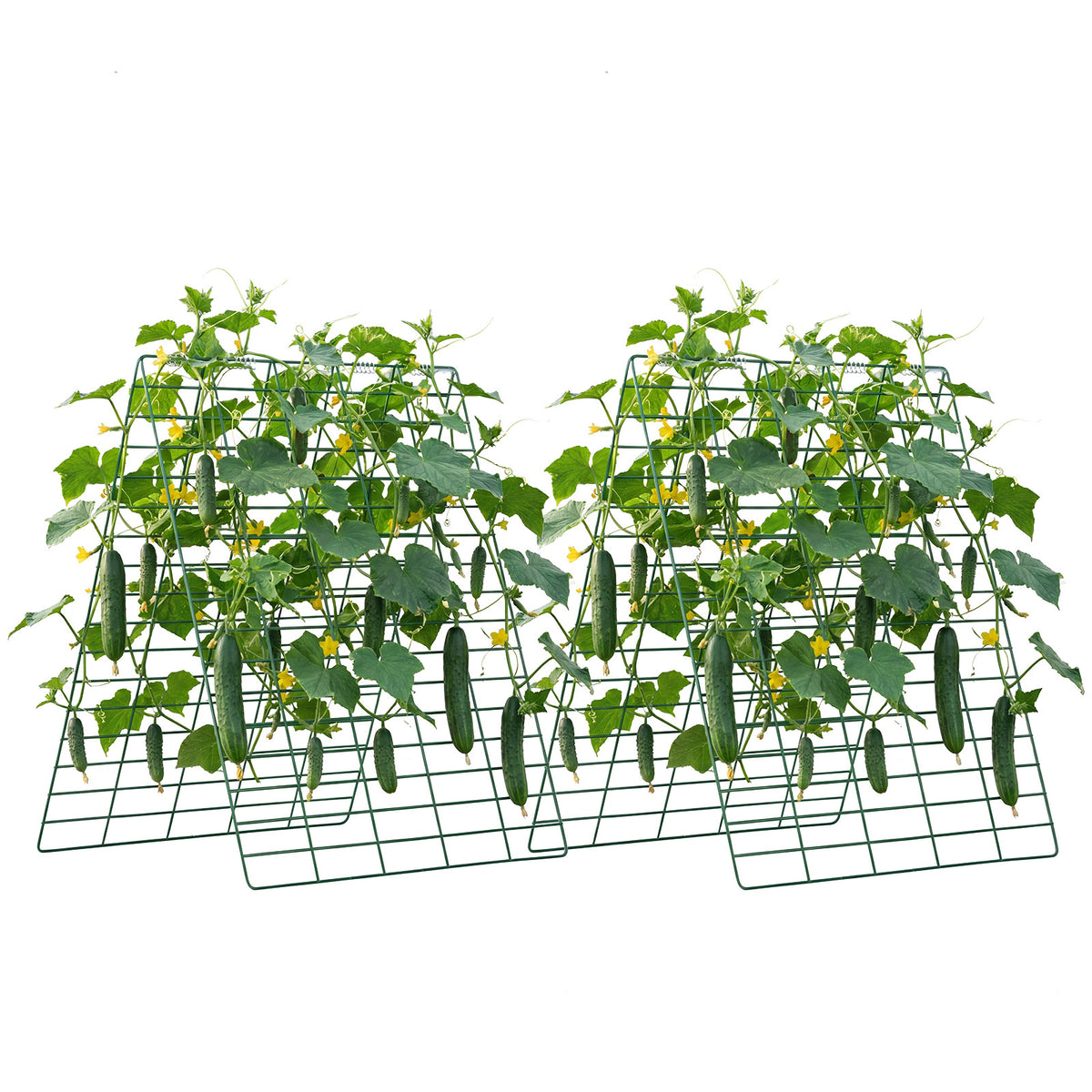 Cucumber Trellis 4 Pack, A-Frame Garden Trellises for Raised Bed, Metal Rustproof Coating Plant Support for Vine, Climbing Plants, Peas, Beans, Zucchini, Tomato, Flower (35.43 x 27.56 in x 4PCS)