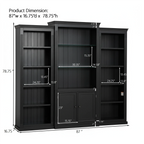 78.75'' Tall 3-Pieces Bookcase, Display Cabinet with 5 Colors Adjustable LED Ceiling Light, Retro style Bookshelves with tempered glass shelves for Living Room, Office, Studio or Workspace, Black - Eloy Royal