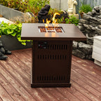 28' Propane Gas Fire Pit Table, 50000 BTU Square Steel Fire Pit for Outside Patio Deck Garden Courtyard-Brown - Eloy Royal