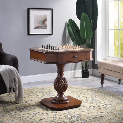 Bishop II Cherry Finish Reversible Chess Checker Game Table w/Game Tray (Chess Fingures Not Included)