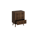 Modern 3-Drawer Dresser, Walnut Wooden Storage Cabinet with Vertical Grooves, Ideal for Bedroom, Living Room, or Corridor