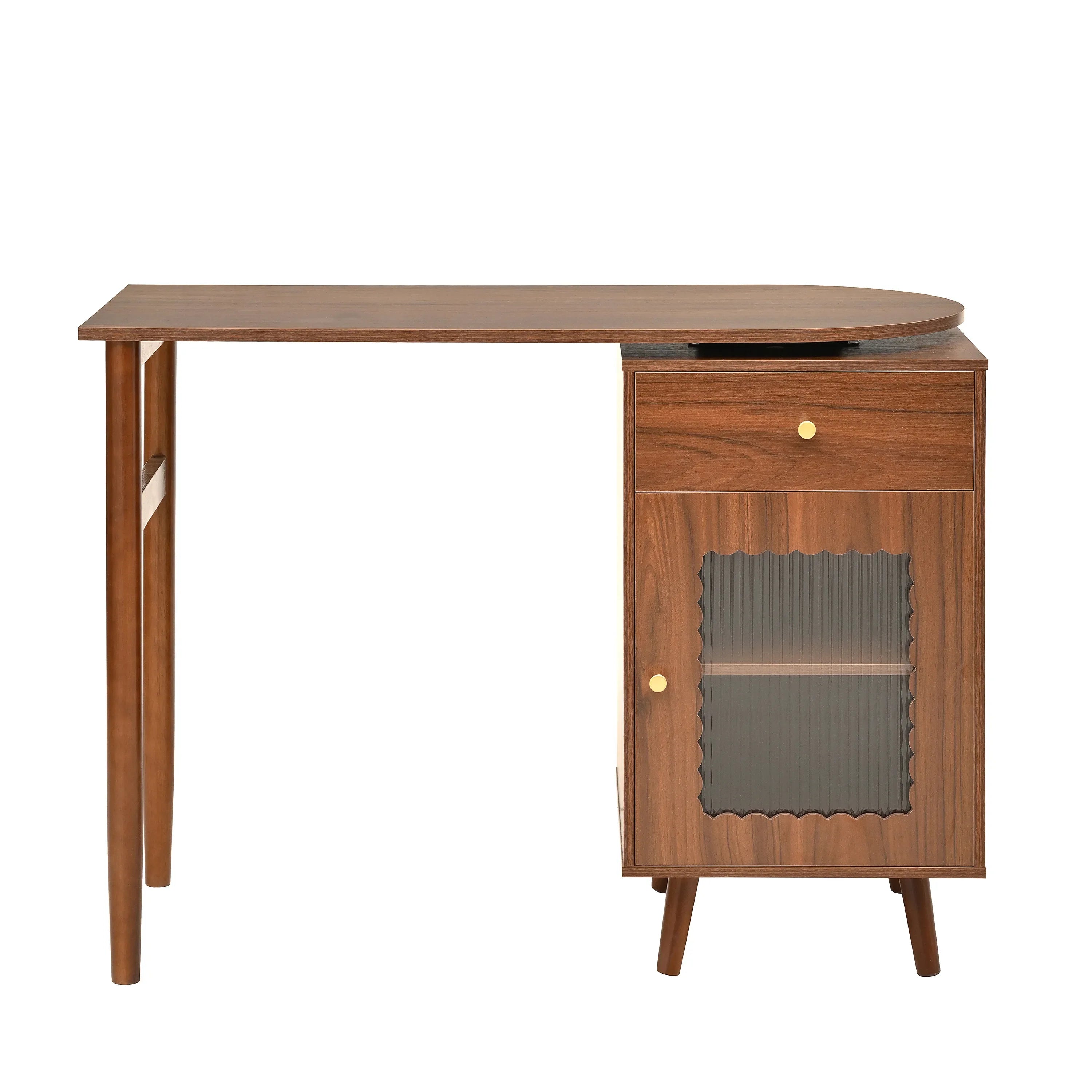 Computer Desk with 90 Degree Rotating Desktop, 43x70 Inch Office Desk with Storage Drawer and Cabinets, Gaming Desk with Shelves, Writing Desk for Study, Work Desk for Home (Old SKU:N733P279101D) - Eloy Royal