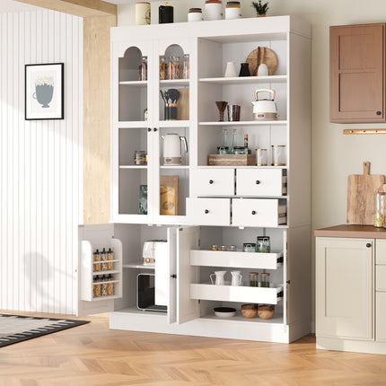 Tall Kitchen Pantry Cabinet with 4 Drawers