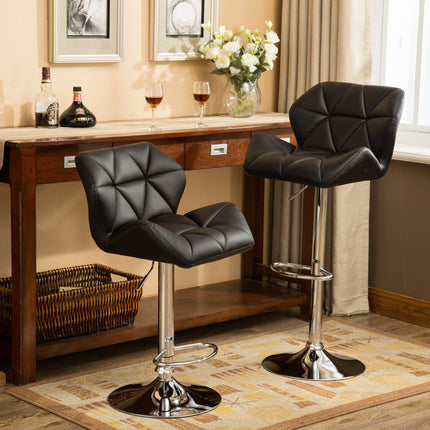 Glasgow Contemporary Tufted Adjustable Height Hidraulic Bar Stools, Set of 2, Black