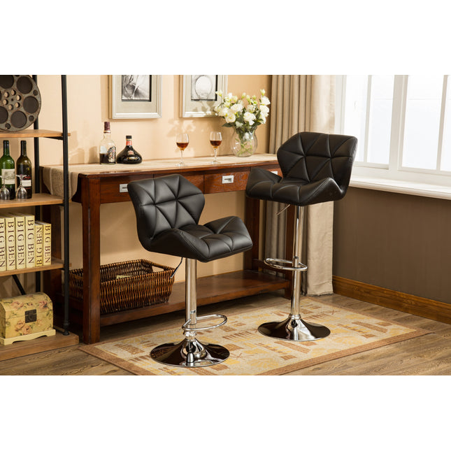 Glasgow Contemporary Tufted Adjustable Height Hidraulic Bar Stools, Set of 2, Black