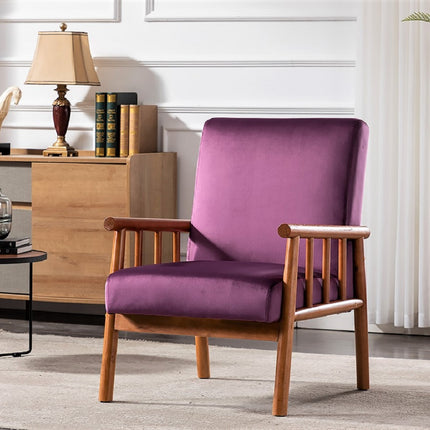 25'' Wide Classic Mid-Century Modern Arm Chair, Eggplant