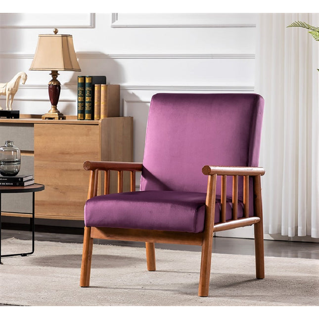 25'' Wide Classic Mid-Century Modern Arm Chair, Eggplant