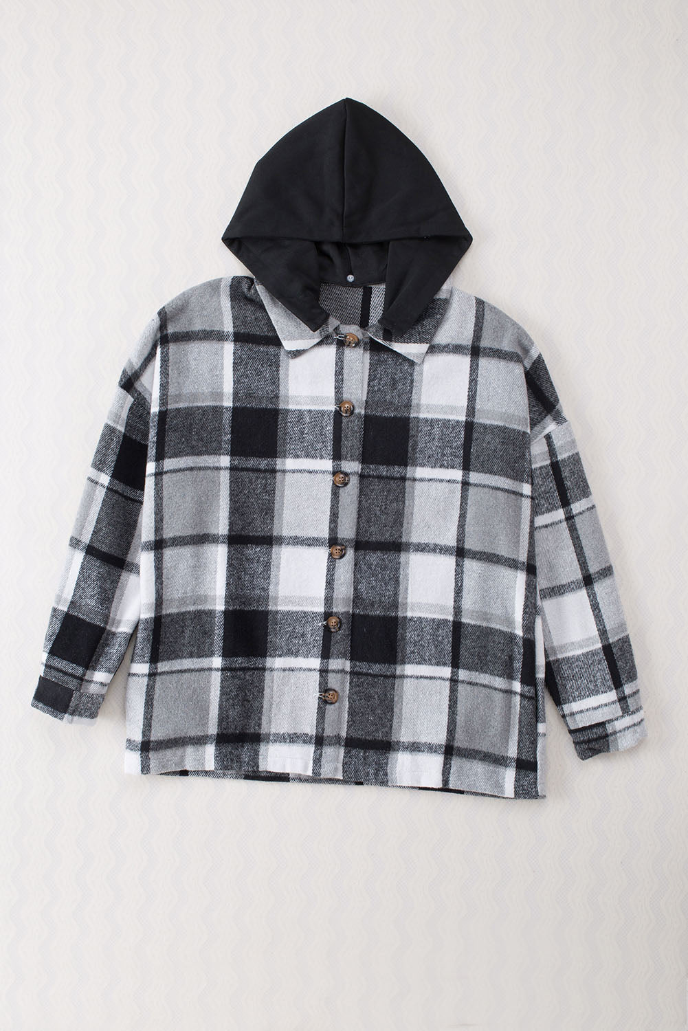 Orange Plaid Button Front Hooded Shacket - Eloy Royal