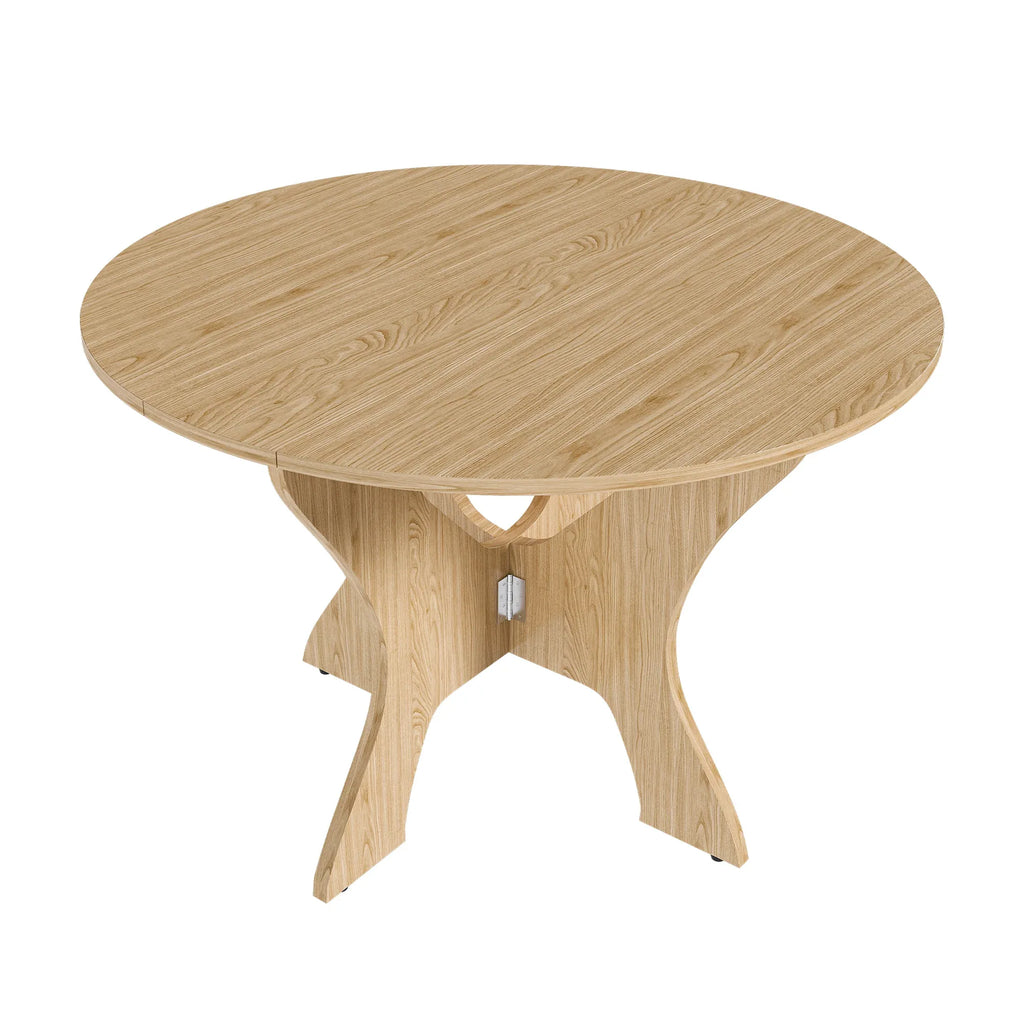 43 in Folding Dining Table for Small Spaces, MDF Table with Wild Oak Veneer, Space Saving Foldable Kitchen Table for Indoor and Outdoor Use - Eloy Royal