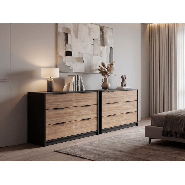 Ruby Set of 2 Modern 4-Drawer Dressers with Open Shelf for Bedroom Storage