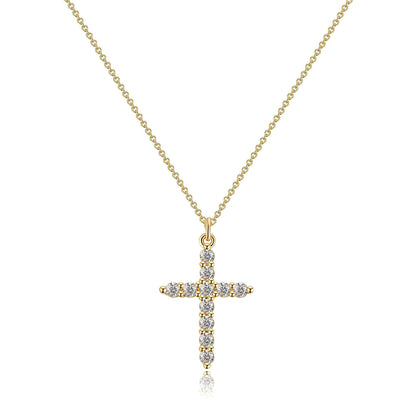 Fashion Jewelry Cross Full Diamond Crown Rotatable Necklace