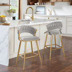 25.2' Modern Velvet Counter Stool with Gold Accents, Ergonomic Design & Plush Seat for Kitchen Island & Bar