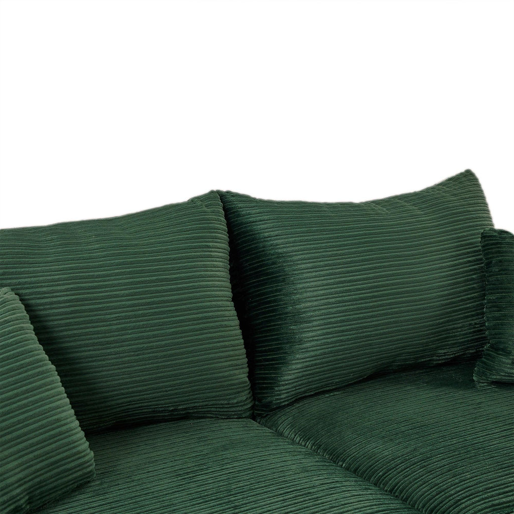 Modern Style Single Sofa Couch with Storage, USB Ports, Cup Holders, Green Corduroy - Eloy Royal