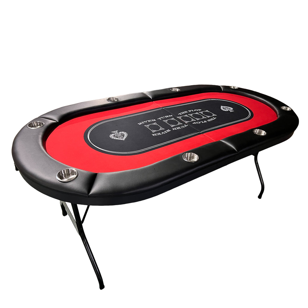 INO Design 71 inches Foldable Poker Table Portable for Casion Texas Hold'em Games with Red Felt