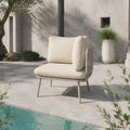 Modular Outdoor Rope Corner Sofa Chair, Sectional Patio Accent Seat with Cushions, Rustproof Frame