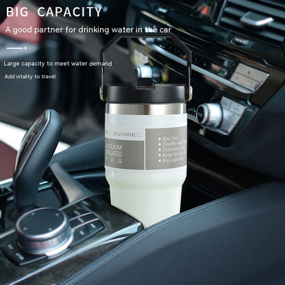 Portable Car Cup Stainless Steel Cup Travel Sports Water Bottle With Handle Cover Coffee Tumbler Cup - Eloy Royal