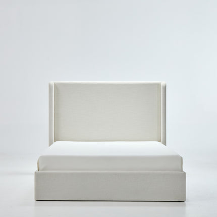 Carmen Upholstered Wingback Bed Frame with 52.3 in High Headboard in Textured