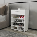 FM FURNITURE Onawa Modern Shoe Rack with Drawer, White