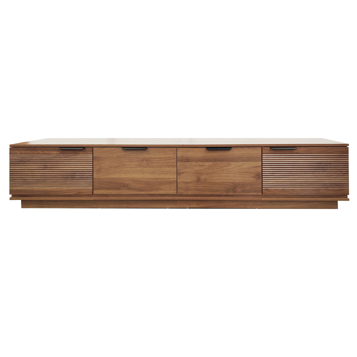 78-inch Modern TV Stand for TVs up to 85 inches, Entertainment Center with Fluted Door & Cable Management, Soft-Closing Hinges in Walnut Woodgrain Finish, MDF Construction