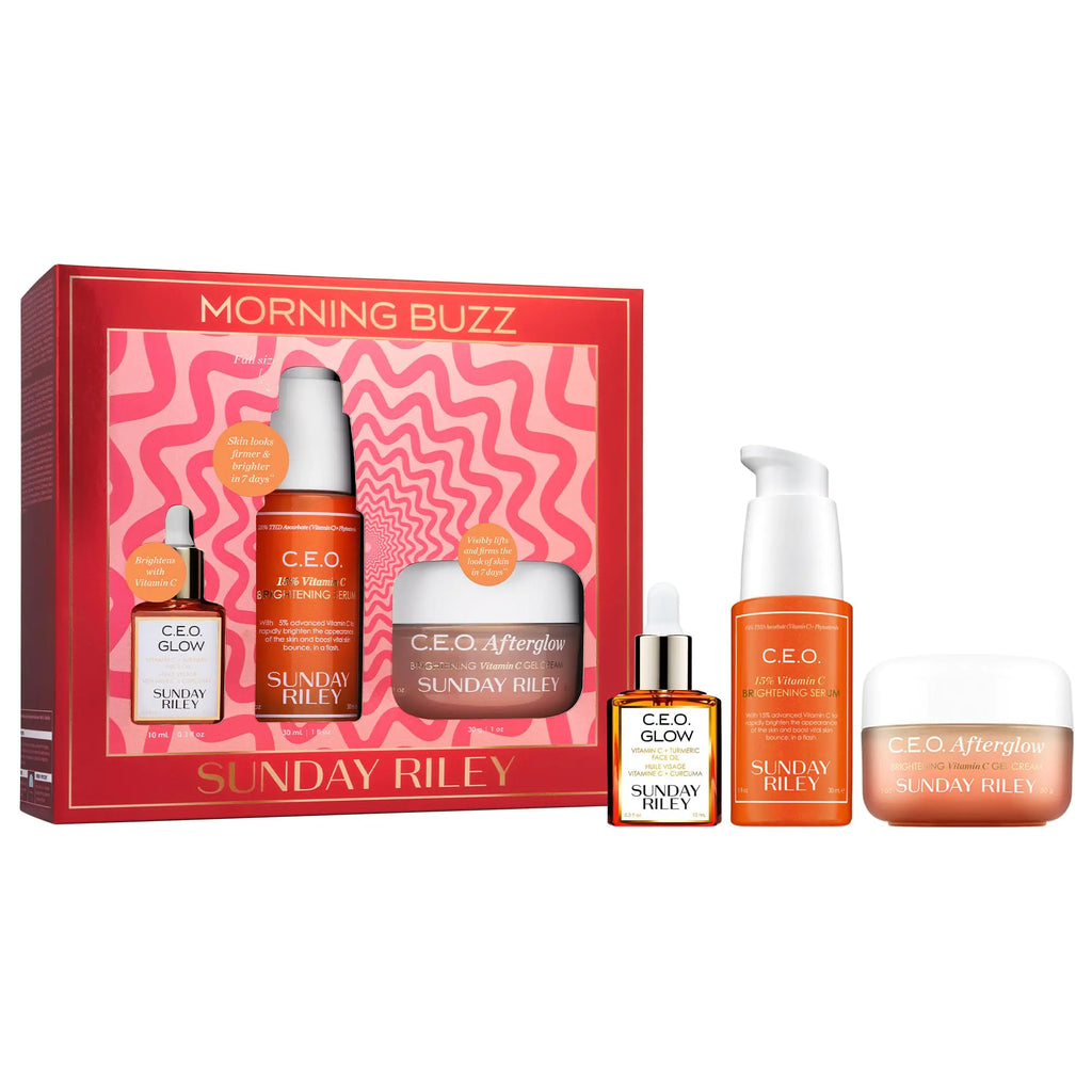 Sunday Riley Morning Buzz Vitamin C Brightening Trio Skincare Set n a