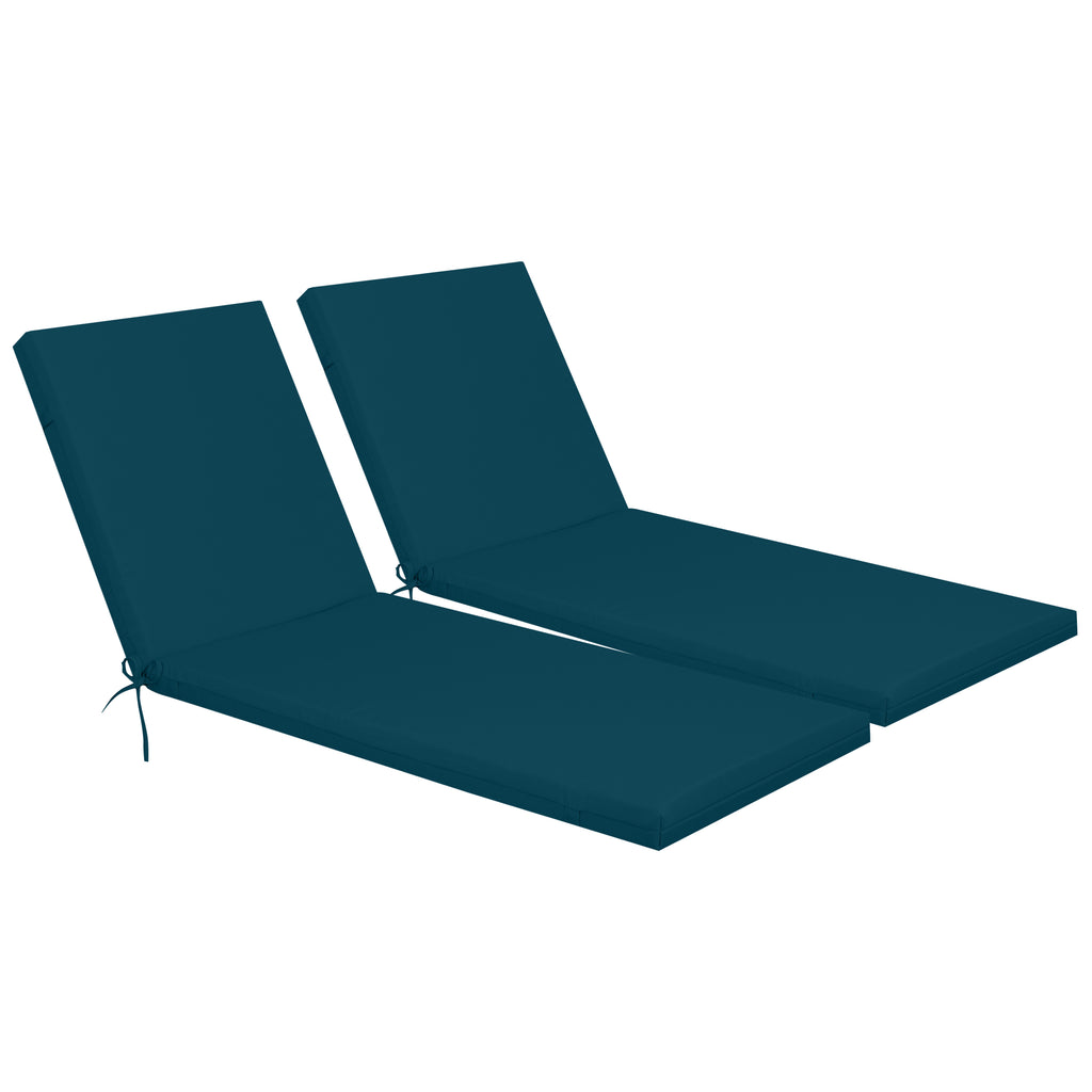 Outdoor Lounge Chair Cushion Set - Lake Blue Polyester, UV & Fade Resistant, 2PCS