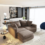 102.4 'Plush Corduroy 4-Seat Sofa,Modern Comfy Upholstered Sofa Cloud Couch,Deep Seat Couches with Soft Pillows and Movable Ottoman,Convertible Sofa Lounge Chair,for Living Room,Apartment,Office,Camel - Eloy Royal