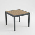 Grey Aluminum Outdoor Square Patio Table – HDPS Slatted Dining Table, 35.4' x 35.4', Rust-Resistant Frame, All-Weather Ready