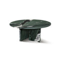 Green Natural Marble Coffee Table, Living Room Centerpiece, Genuine Stone, Ø27.6 h12.6 Inch, Elegant Marble Design