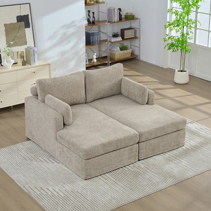 63.39' Wide Combination Sofa Bed With Cushions, Featuring Soft Chenille Upholstery, Sturdy Metal Legs, And Strong Load-Bearing Capacity. Suitable For Living Rooms, Bedrooms, And Apartments.Taupe